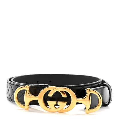 Gucci Calfskin Trapuntata Zumi 30mm Belt 85 34 Black 1 of 5
