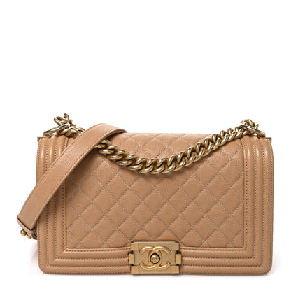 Chanel Caviar Quilted Medium Boy Flap Beige 1 of 11