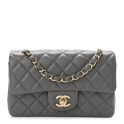 Chanel Lambskin Quilted Mini Rectangular Flap Dark Grey 1 of 10