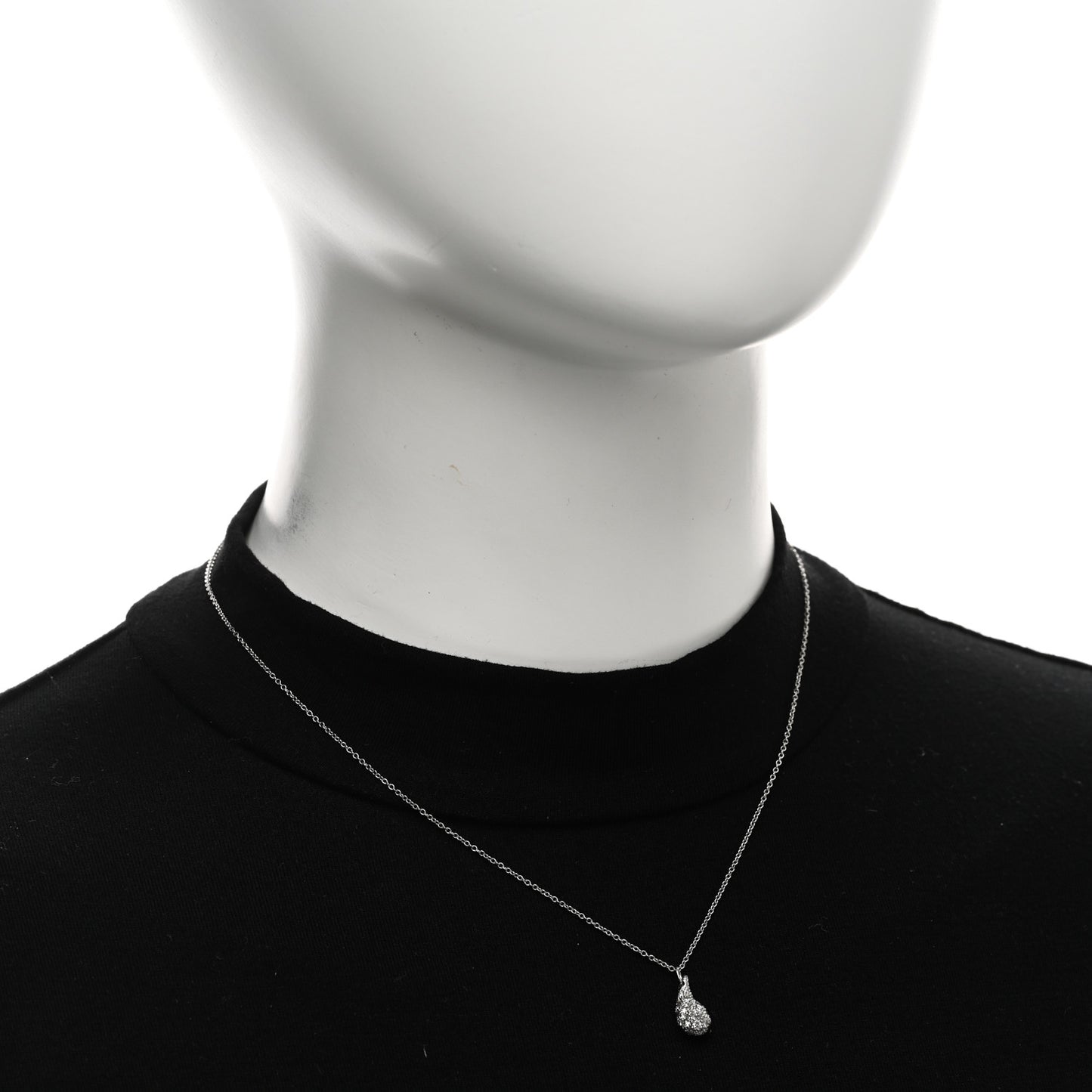 Platinum Diamond 6mm Elsa Peretti Teardrop Pendant Necklace