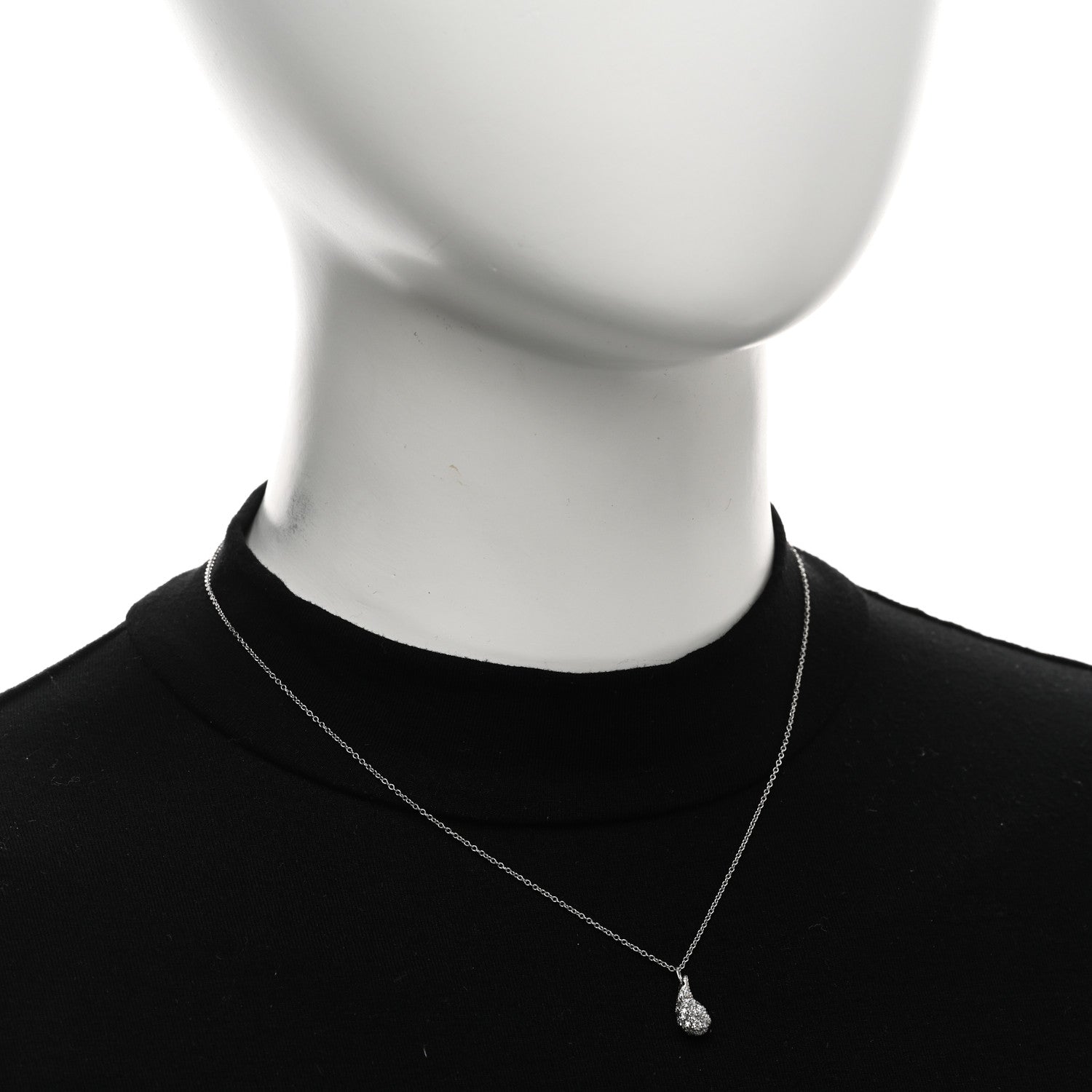 Tiffany Platinum Diamond 6mm Elsa Peretti Teardrop Pendant Necklace 2 of 5