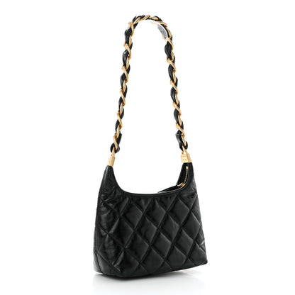 Chanel Shiny Crumpled Lambskin Quilted Small CC Funky Town Hobo Black 3 of 11