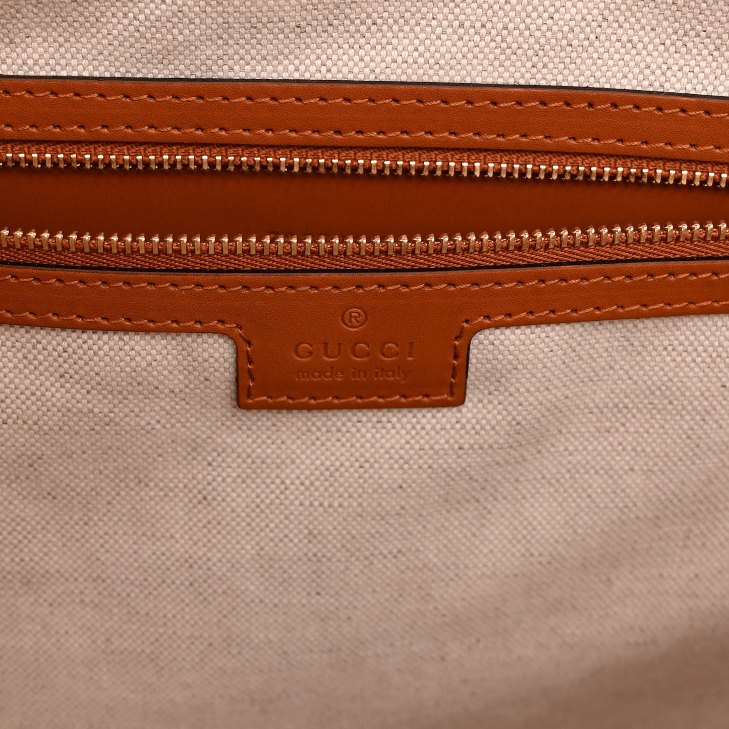 Canvas Calfskin Web Large Interlocking G Tote Bag Vibrant Orange Hazel Brown