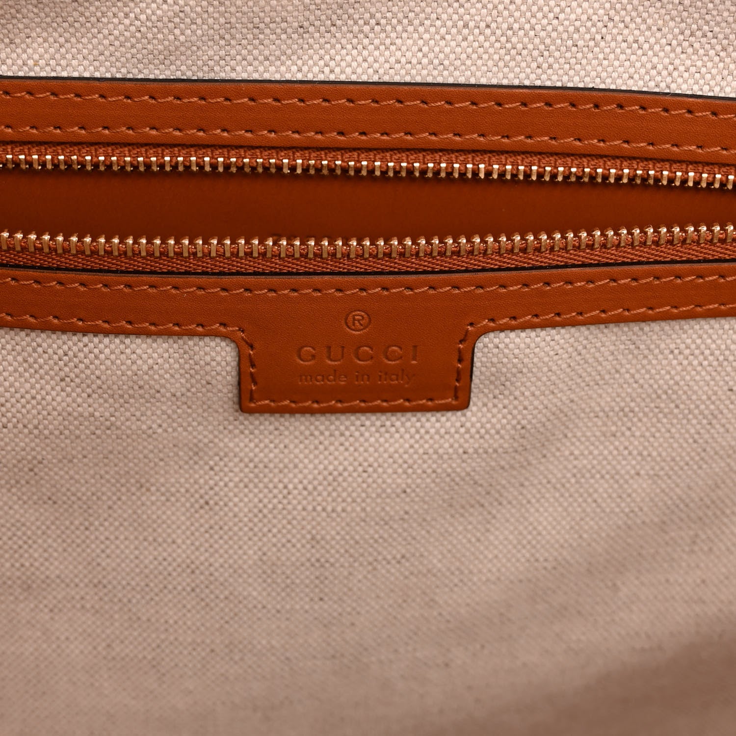 Gucci Canvas Calfskin Web Large Interlocking G Tote Bag Vibrant Orange Hazel Brown 6 of 9