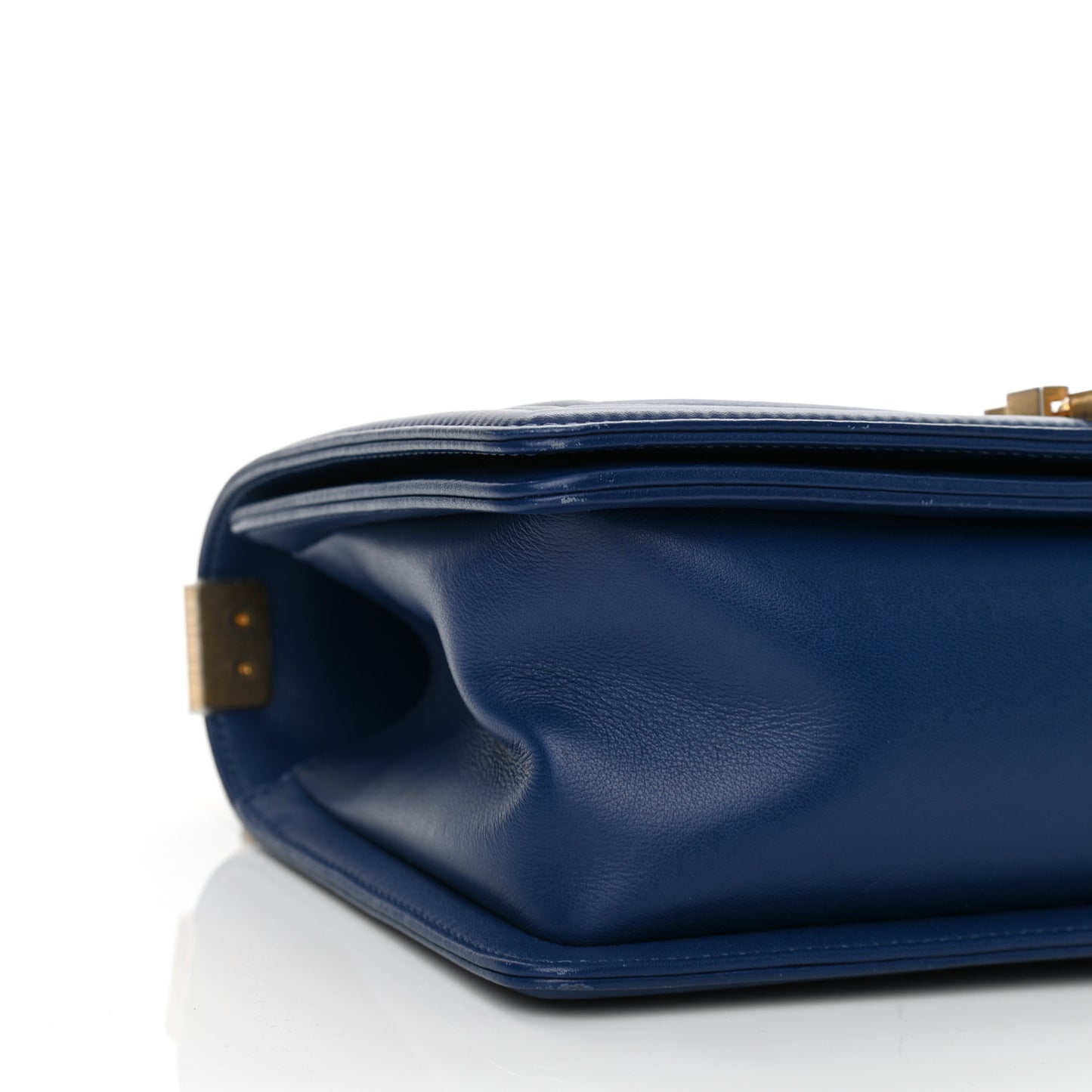 Calfskin Chevron Quilted Medium Boy Flap Blue
