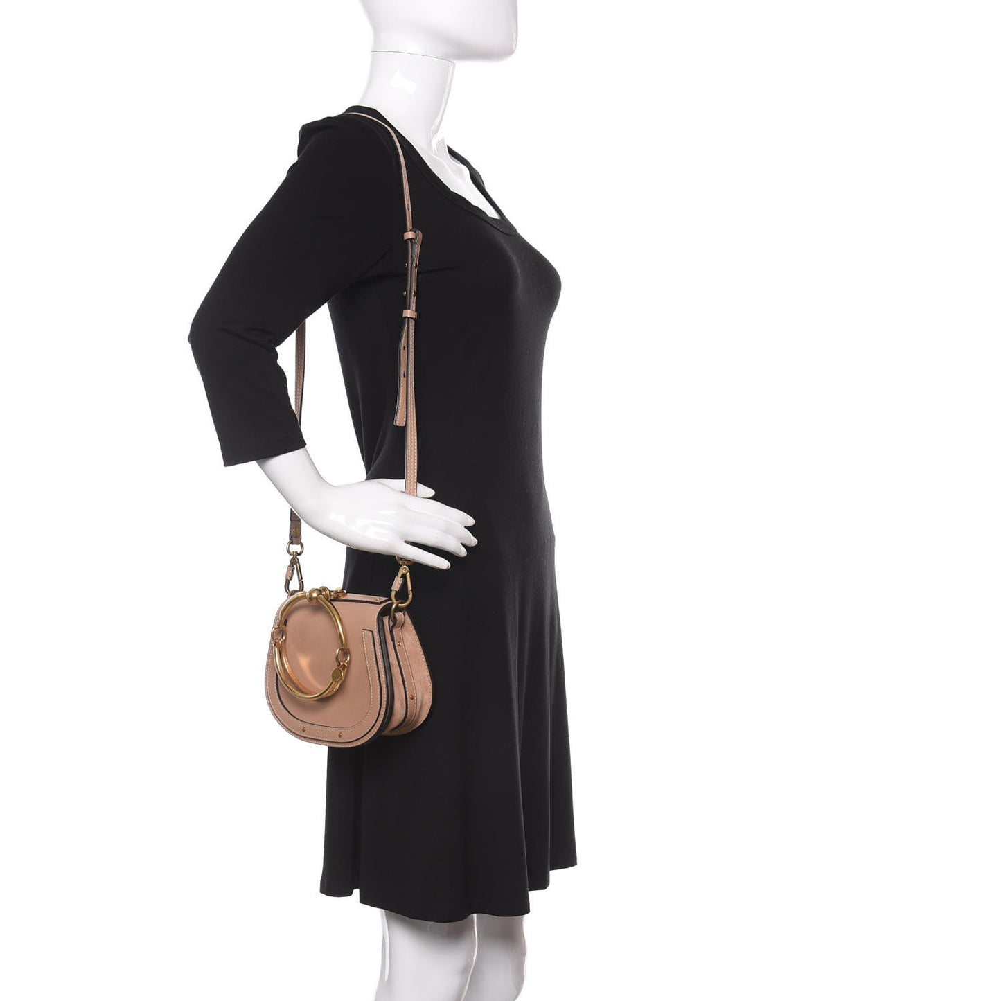 Calfskin Suede Small Nile Bracelet Bag Biscotti Beige