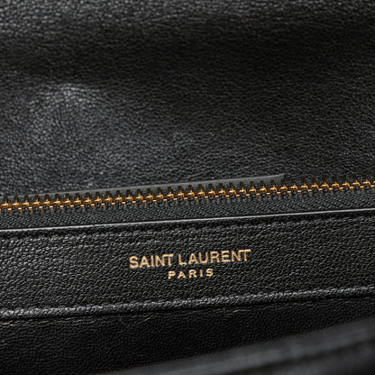 Saint Laurent Sheepskin Matelasse Chevron Monogram Large College Satchel Black 6 of 8