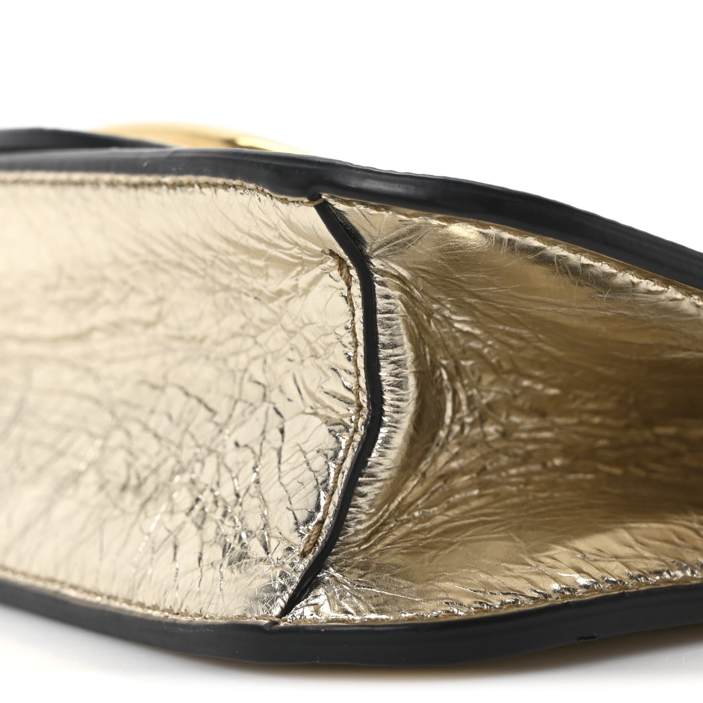 Metallic Crackle Effect Calfskin Vlogo Small Loco Shoulder Bag Platino