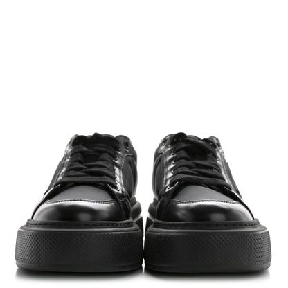 Prada Re-Nylon Spazzolato Rubber Triangle Logo Macro Quilted Womens 45mm Platform Sneakers 37 Black 3 of 11
