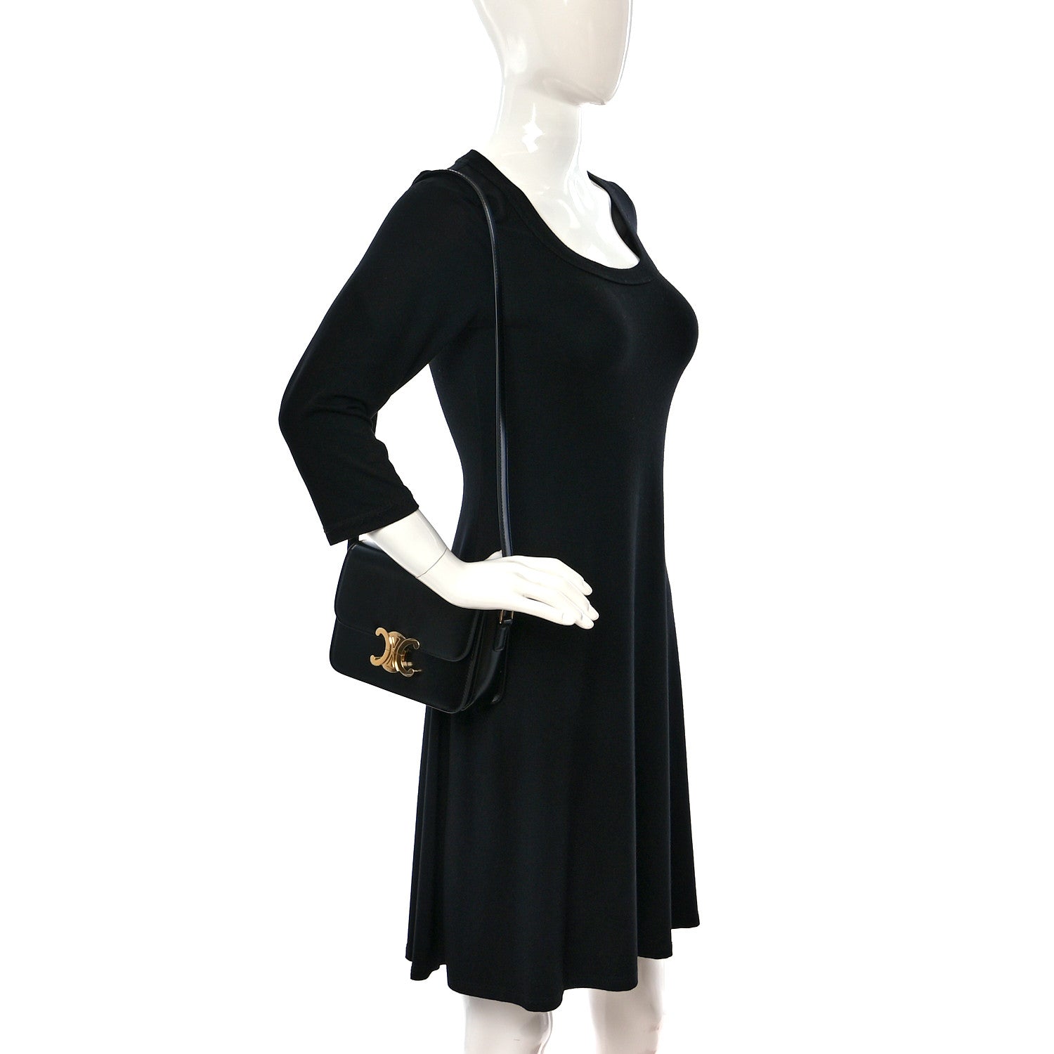 Celine Shiny Calfskin Teen Triomphe Black 2 of 8