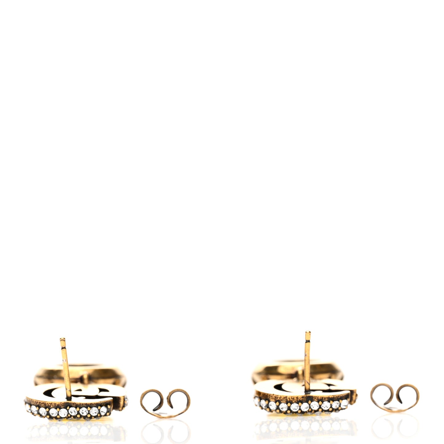 Crystal Double G Earrings Aged Gold Yellow