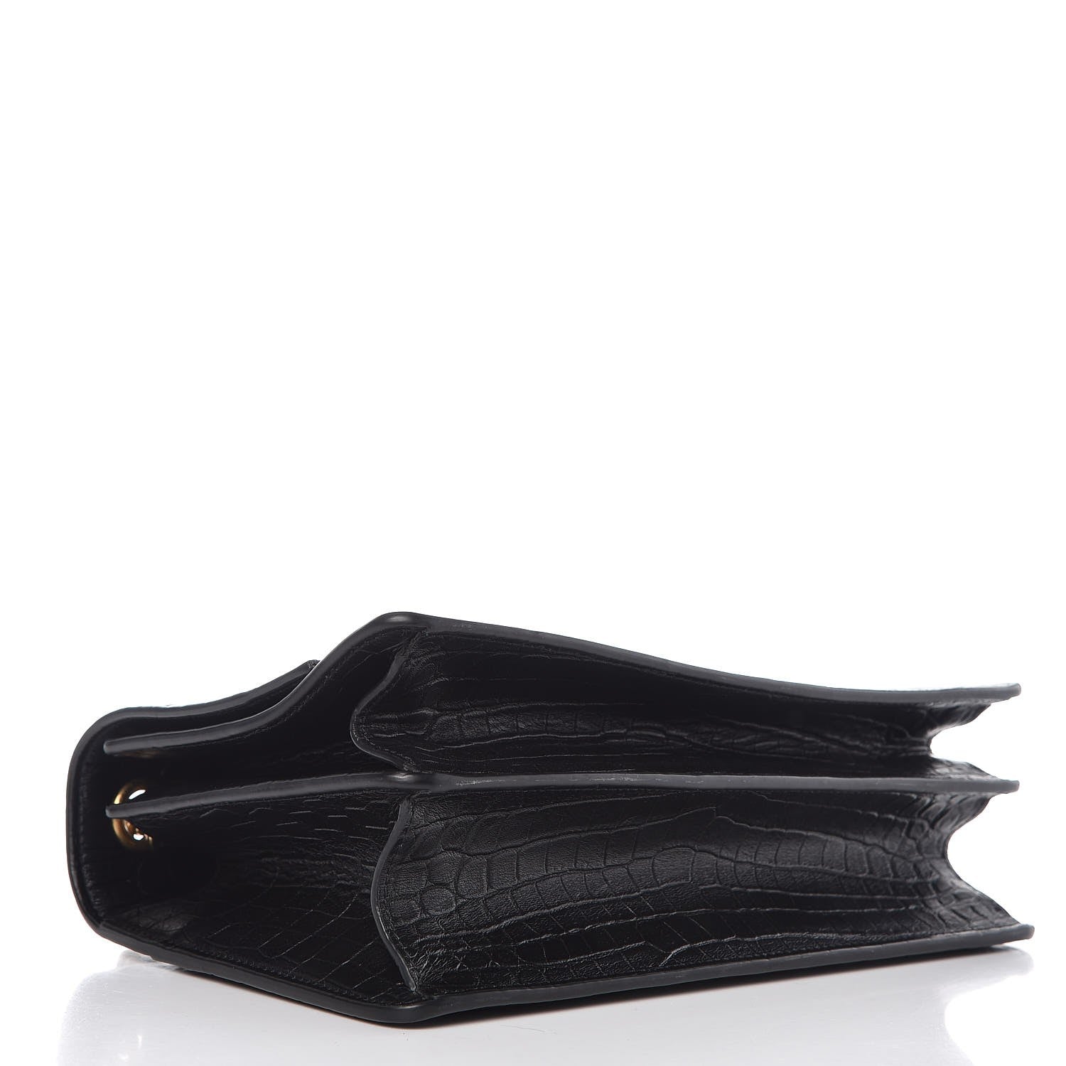 Saint Laurent Calfskin Crocodile Embossed Monogram Medium Sunset Black 4 of 8
