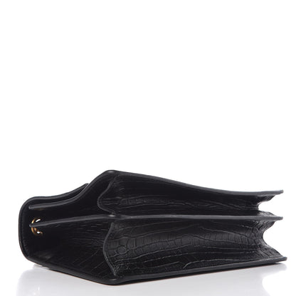 Saint Laurent Calfskin Crocodile Embossed Monogram Medium Sunset Black 4 of 8
