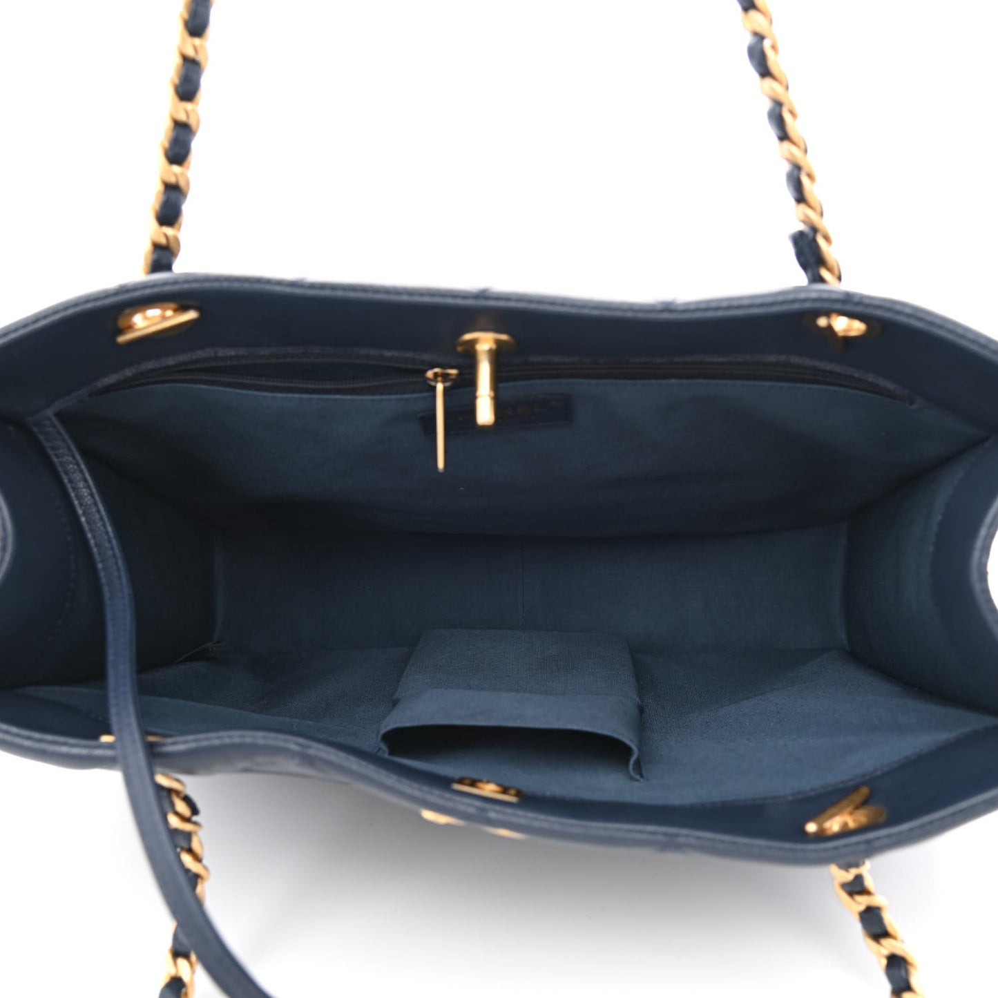 Caviar Quilted Sweet Classic Shopping Tote Navy Blue