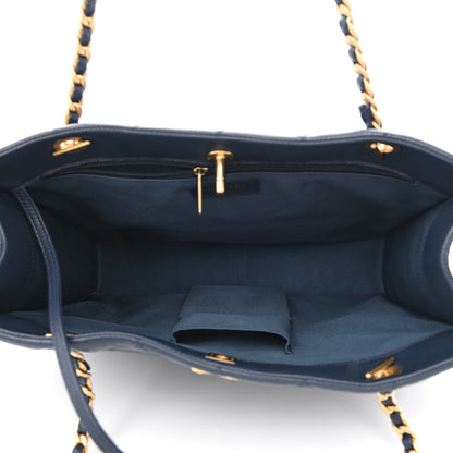 Chanel Caviar Quilted Sweet Classic Shopping Tote Navy Blue 7 of 13
