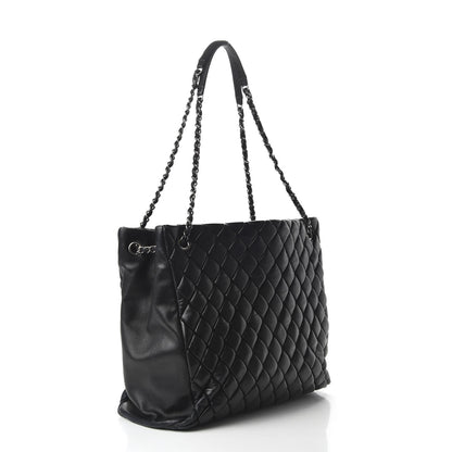 Chanel Lambskin Quilted Medium New Bubble North South Tote Black 3 of 10