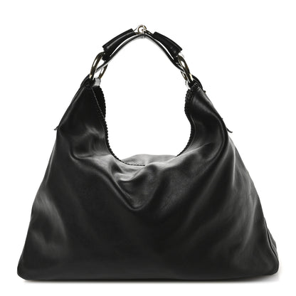 Gucci Calfskin Large Horsebit Chain Hobo Black 1 of 10