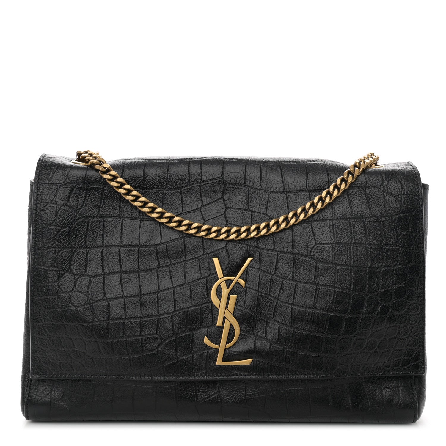Saint Laurent Smooth Calfskin Suede Medium Reversible Monogram Kate Satchel Black 1 of 9