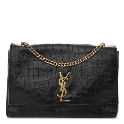 Saint Laurent Smooth Calfskin Suede Medium Reversible Monogram Kate Satchel Black 1 of 9