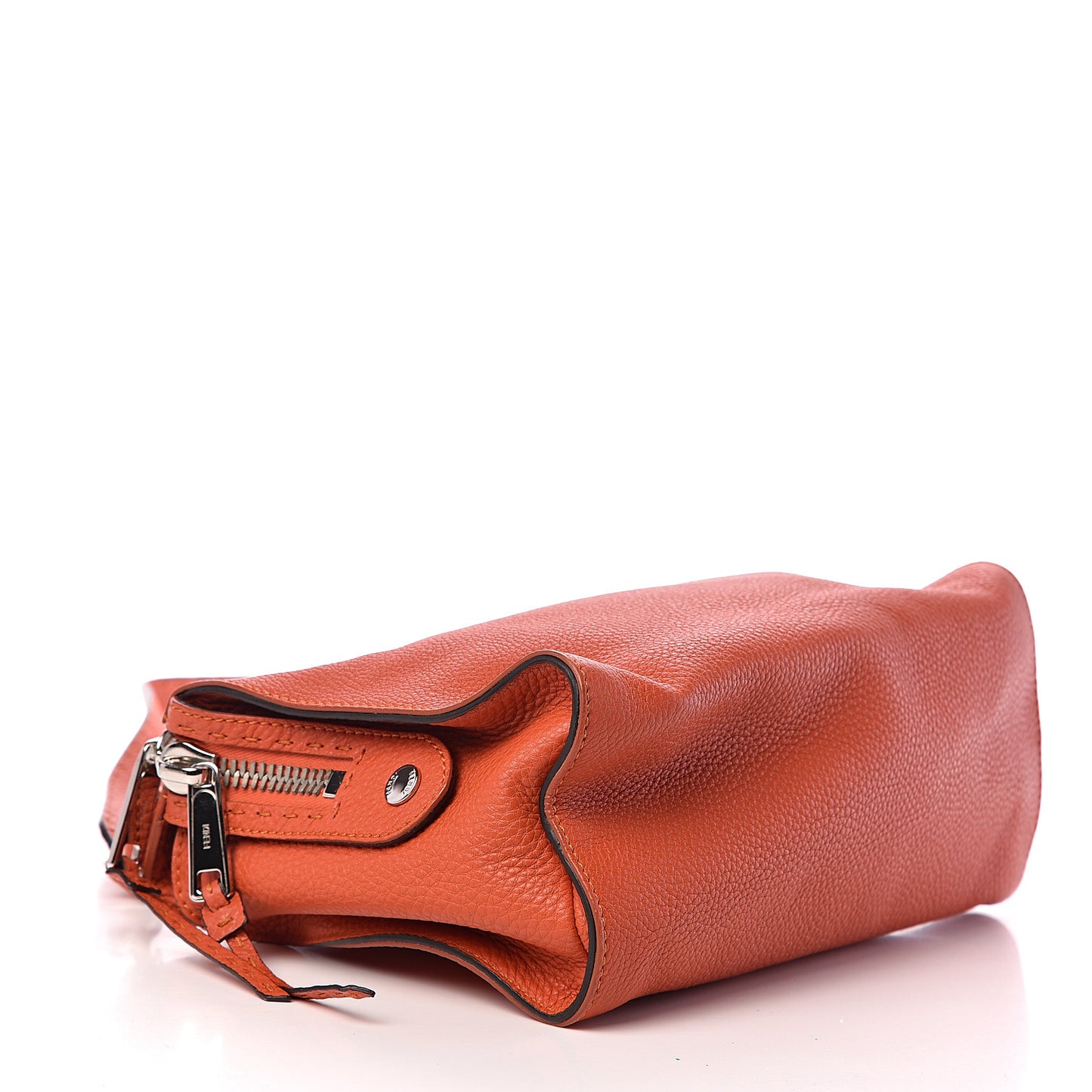 Calfskin Romano Selleria Lei Boston Tote Dark Orange