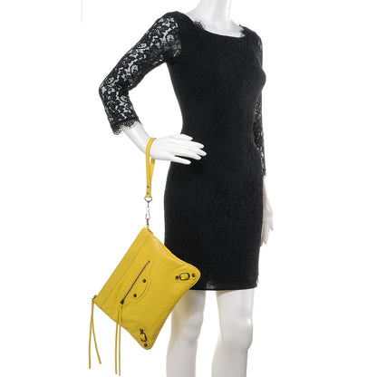 Balenciaga Agneau Handle Flat Clutch Curry 2 of 8