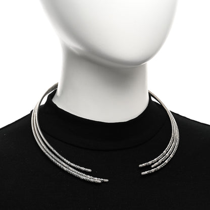 David Yurman Sterling Silver Diamond 3-Row Open Willow Collar Necklace 2 of 4