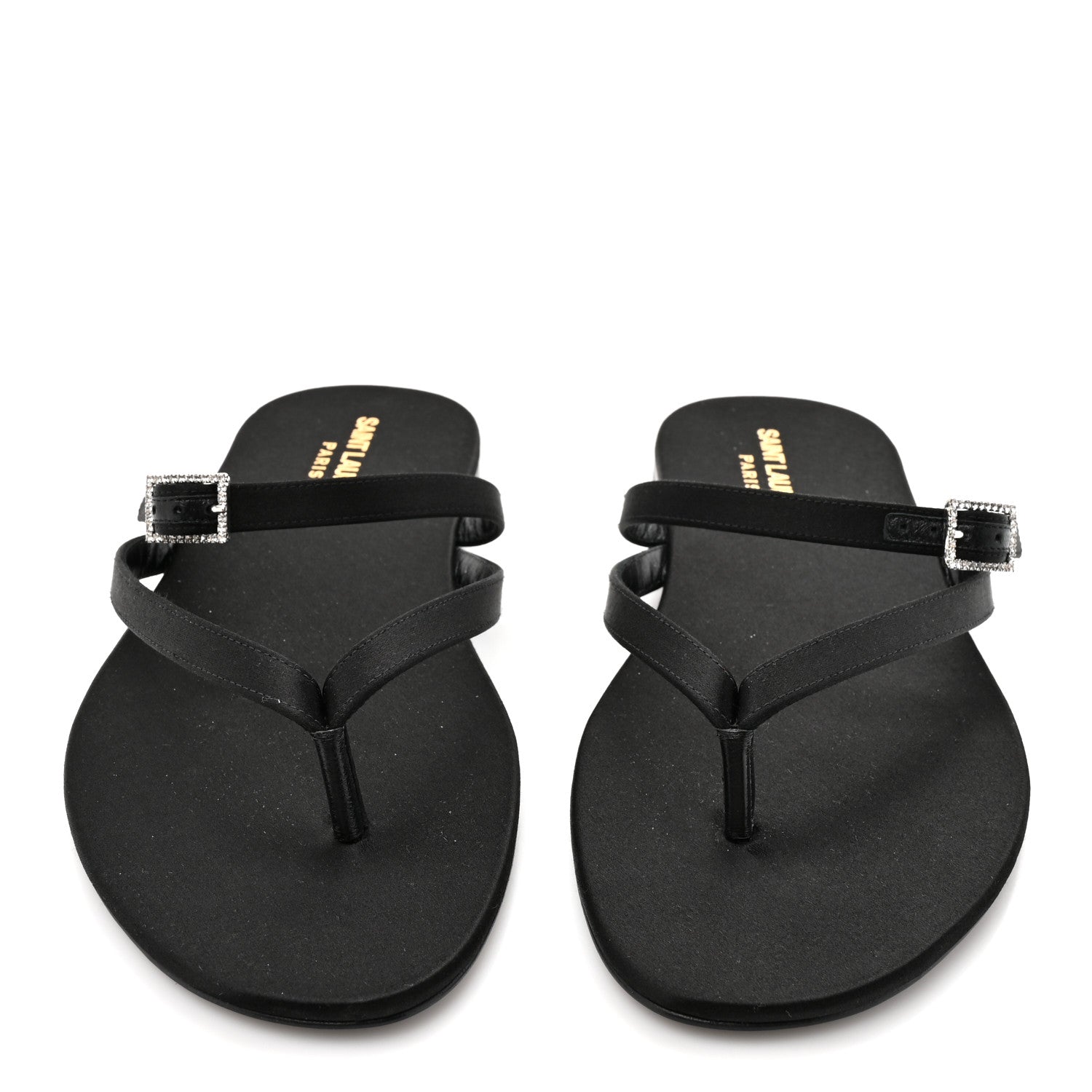 Saint Laurent Crepe Satin Laszlo Sandals 39.5 Black 3 of 9