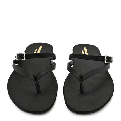 Saint Laurent Crepe Satin Laszlo Sandals 39.5 Black 3 of 9