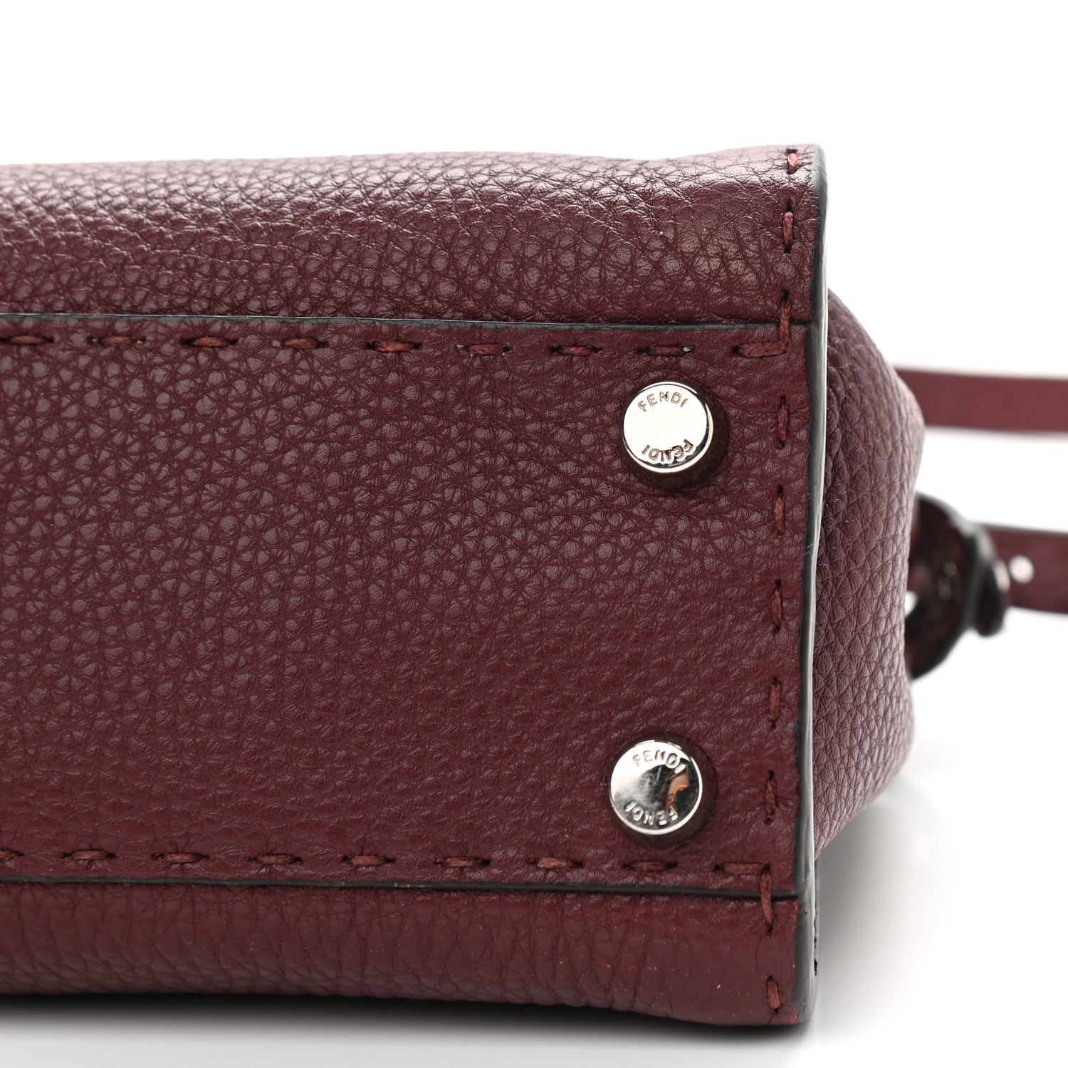 Fendi Cuoio Romano Selleria Bi-Color Mini Peekaboo Iconic Satchel Bordeaux Grigio Polvere 8 of 9