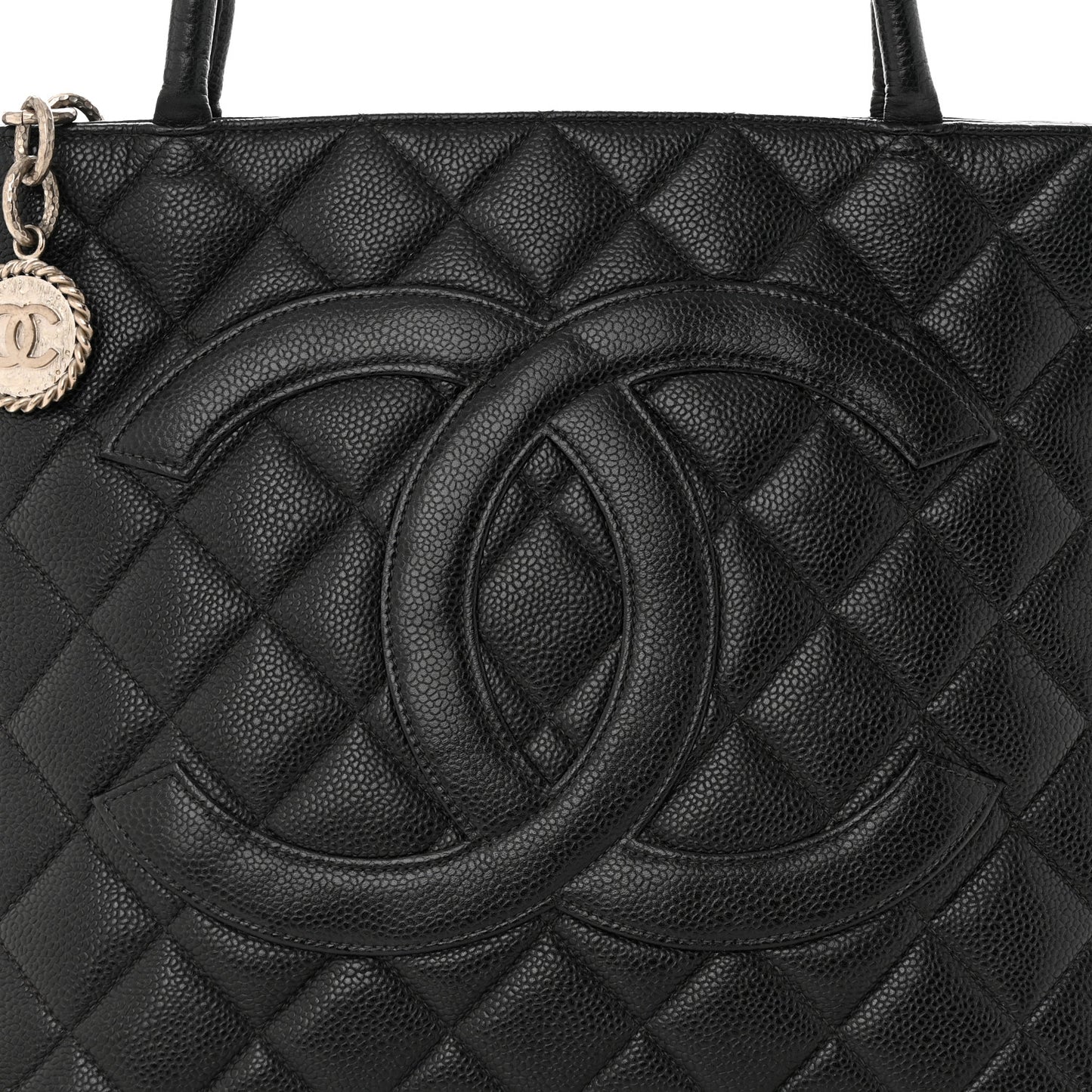 Caviar Quilted Medallion Tote Black