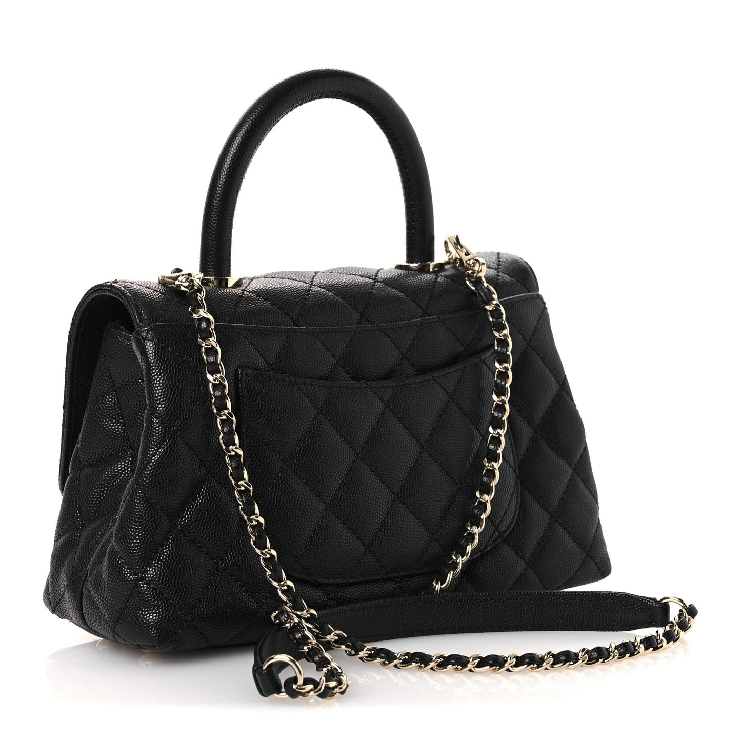 Caviar Quilted Mini Coco Handle Flap Black