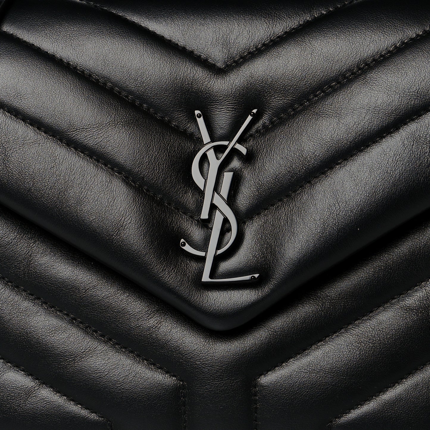 Calfskin Y Quilted Monogram Small Loulou Chain Satchel Black