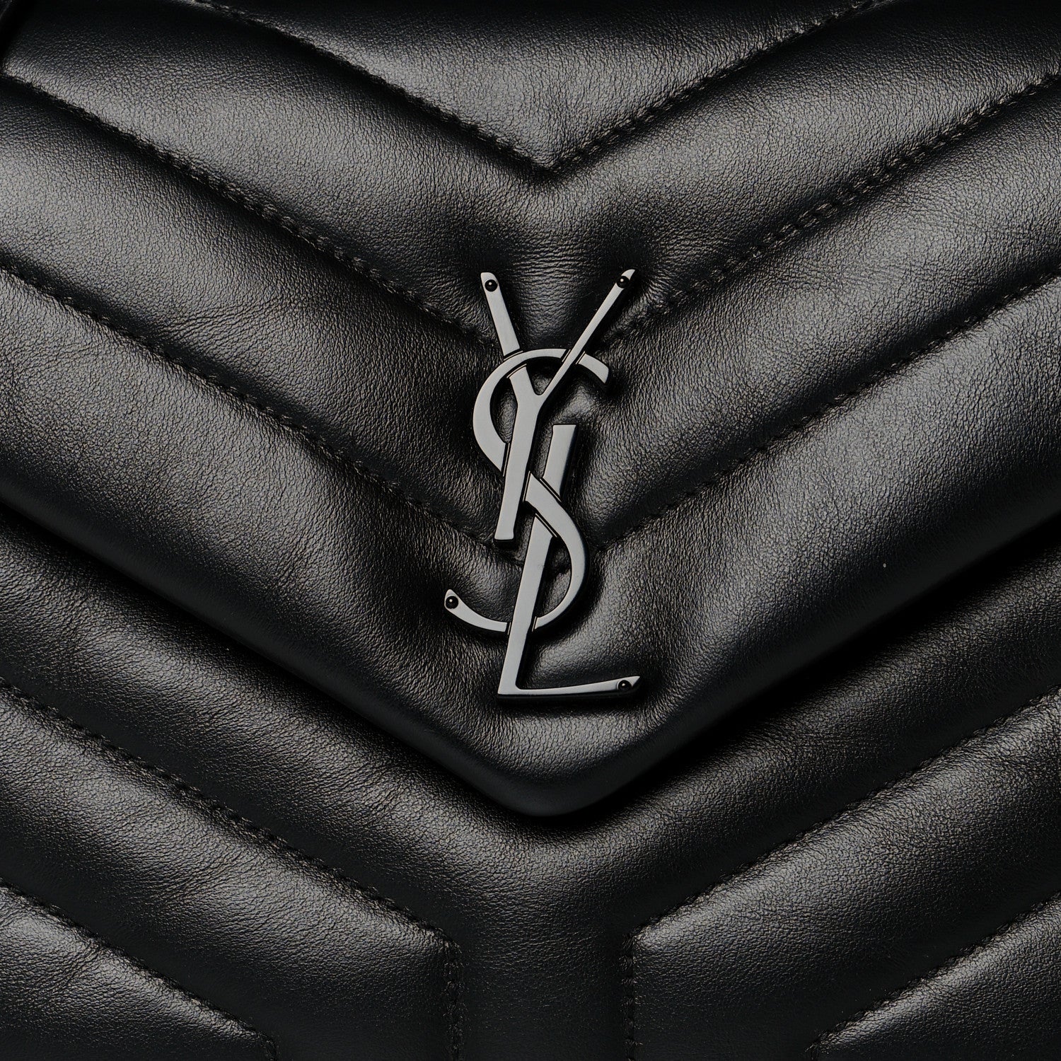 Saint Laurent Calfskin Y Quilted Monogram Small Loulou Chain Satchel Black 10 of 10