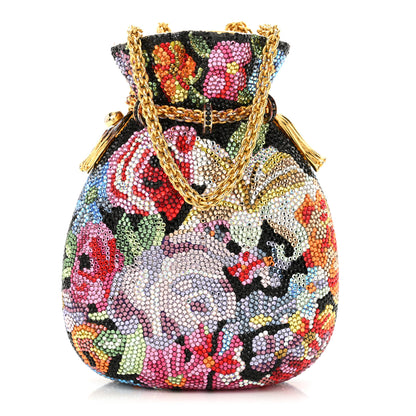 Judith Leiber Swarovski Crystal Floral Minaudiere Clutch Gold Multicolor 1 of 14