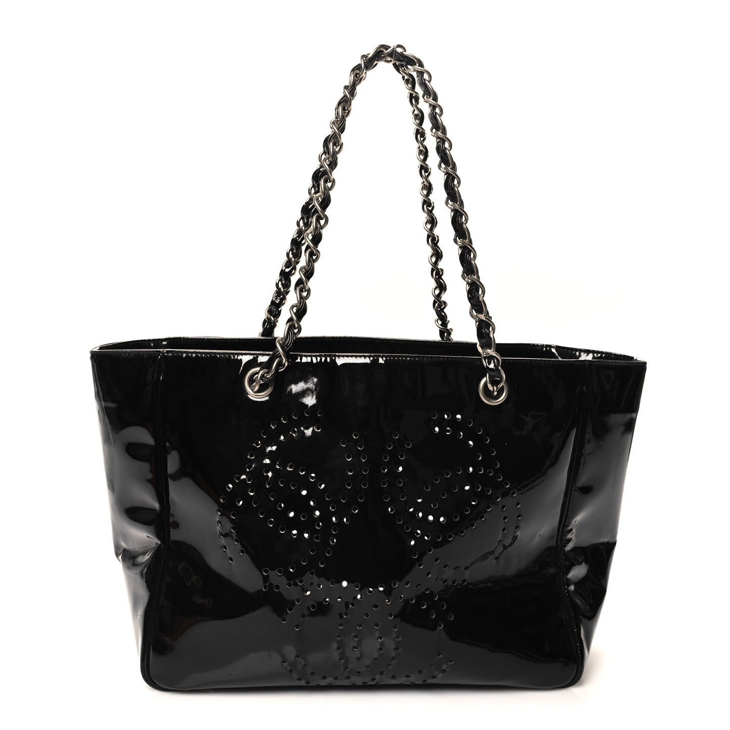Patent Perforated CC Tote Black