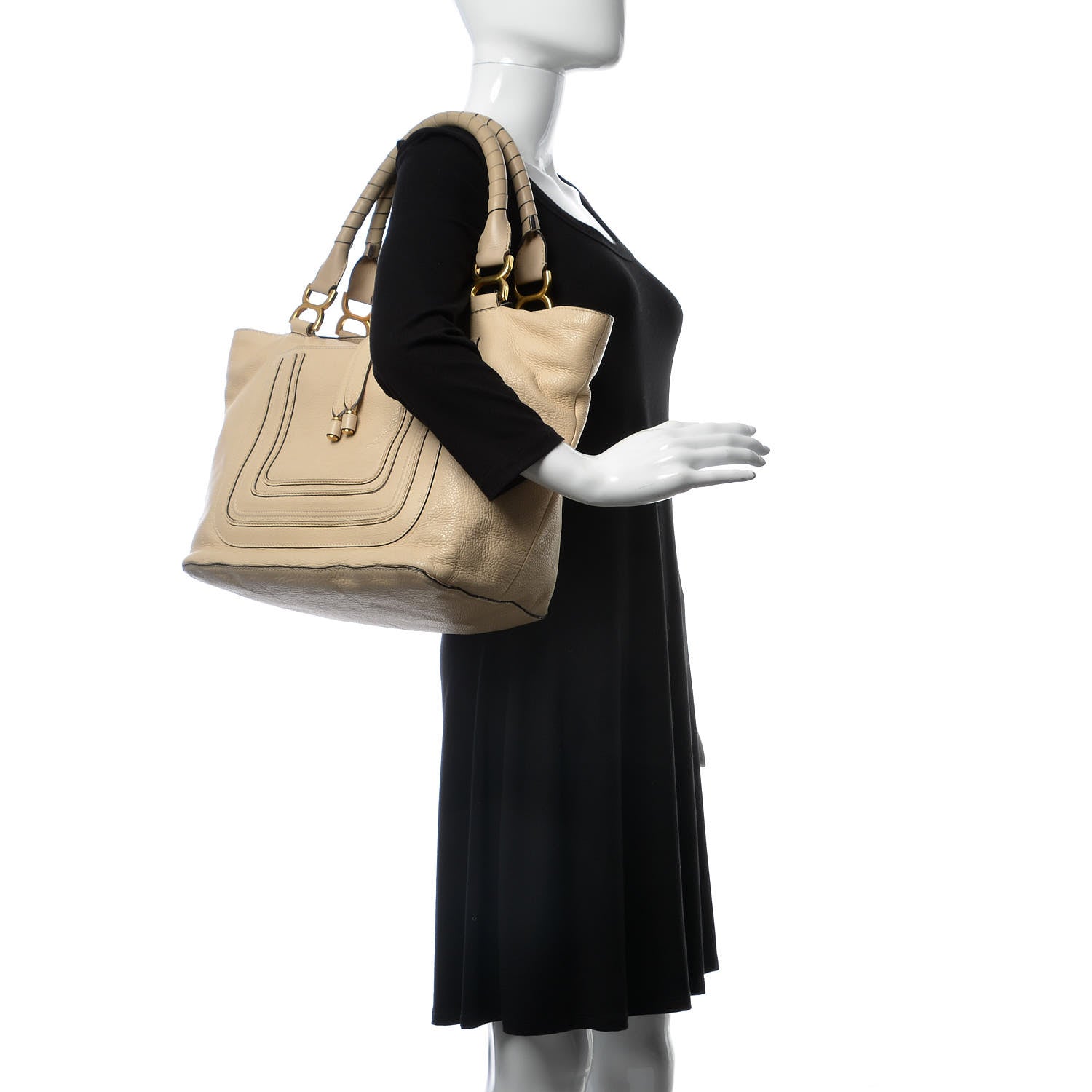 Chloe Calfskin Large New Marcie Tote Beige 2 of 10