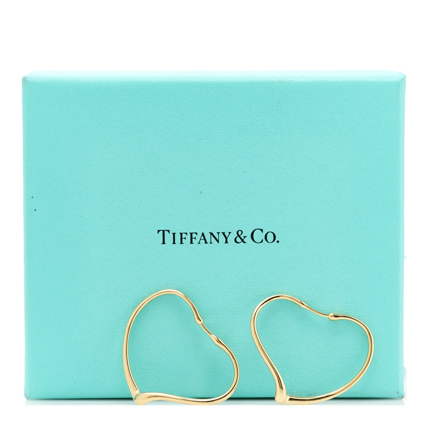 Tiffany 18K Yellow Gold Medium Elsa Peretti Open Heart Hoop Earrings 5 of 5