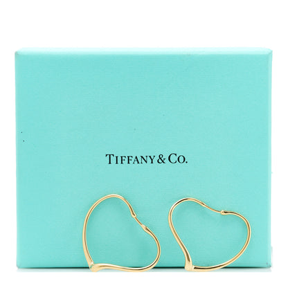 Tiffany 18K Yellow Gold Medium Elsa Peretti Open Heart Hoop Earrings 5 of 5