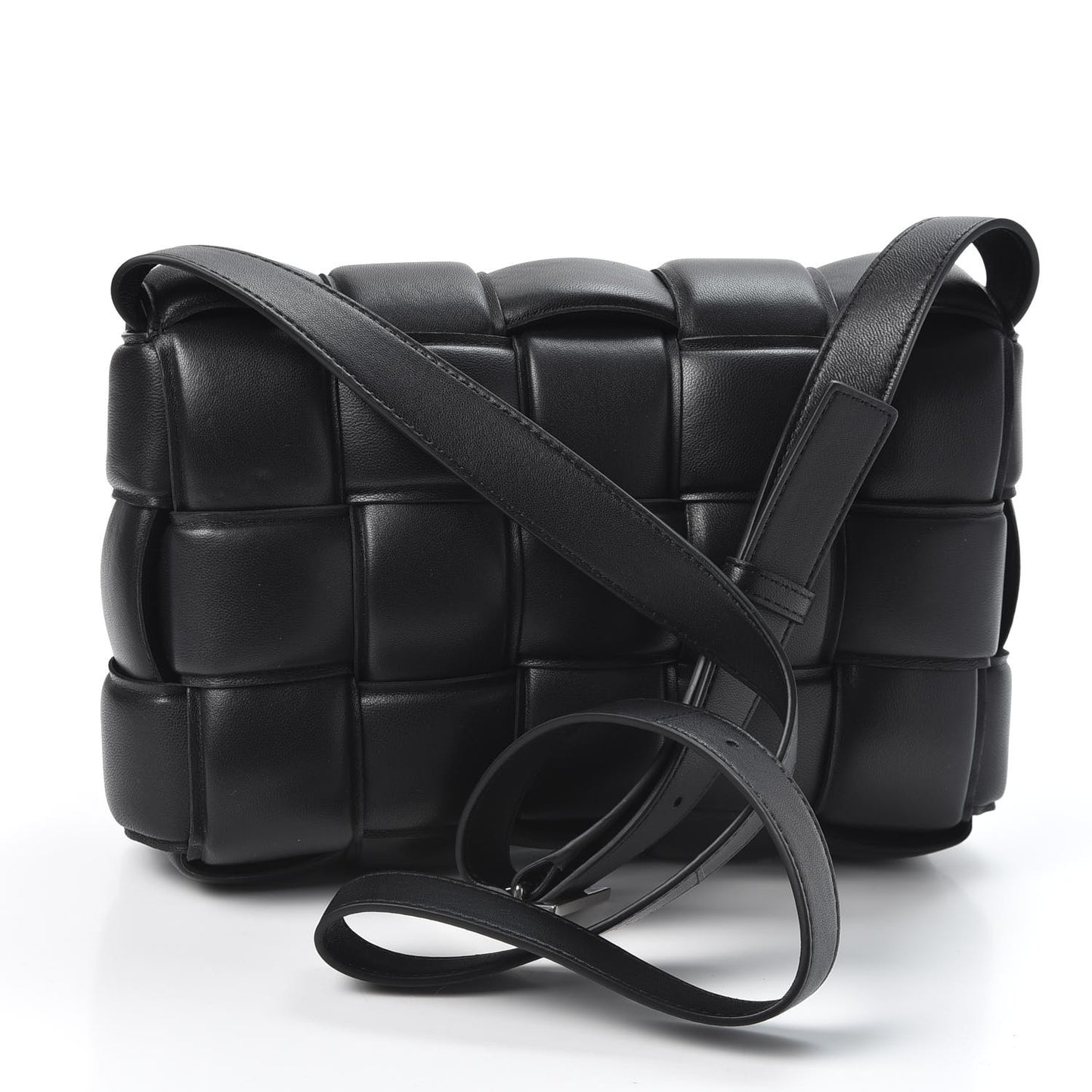 Nappa Maxi Intreccio Padded Cassette Crossbody Bag Black