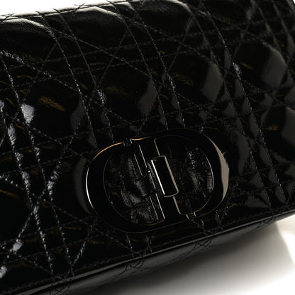Christian Dior Crinkled Patent Lambskin Cannage Medium Caro Bag Black 15 of 16