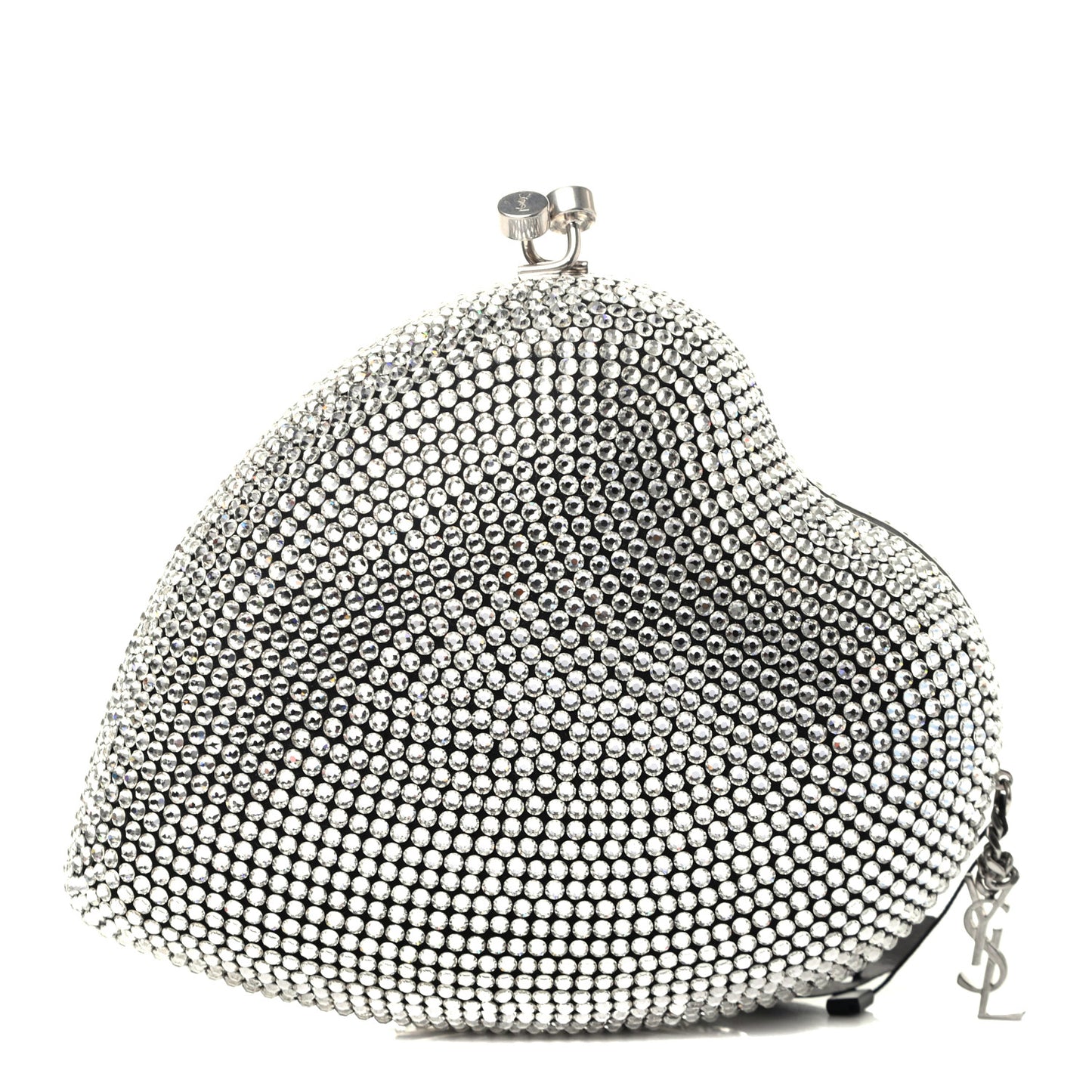 Swarovski Crystal Heart Love Box Clutch Bag Silver