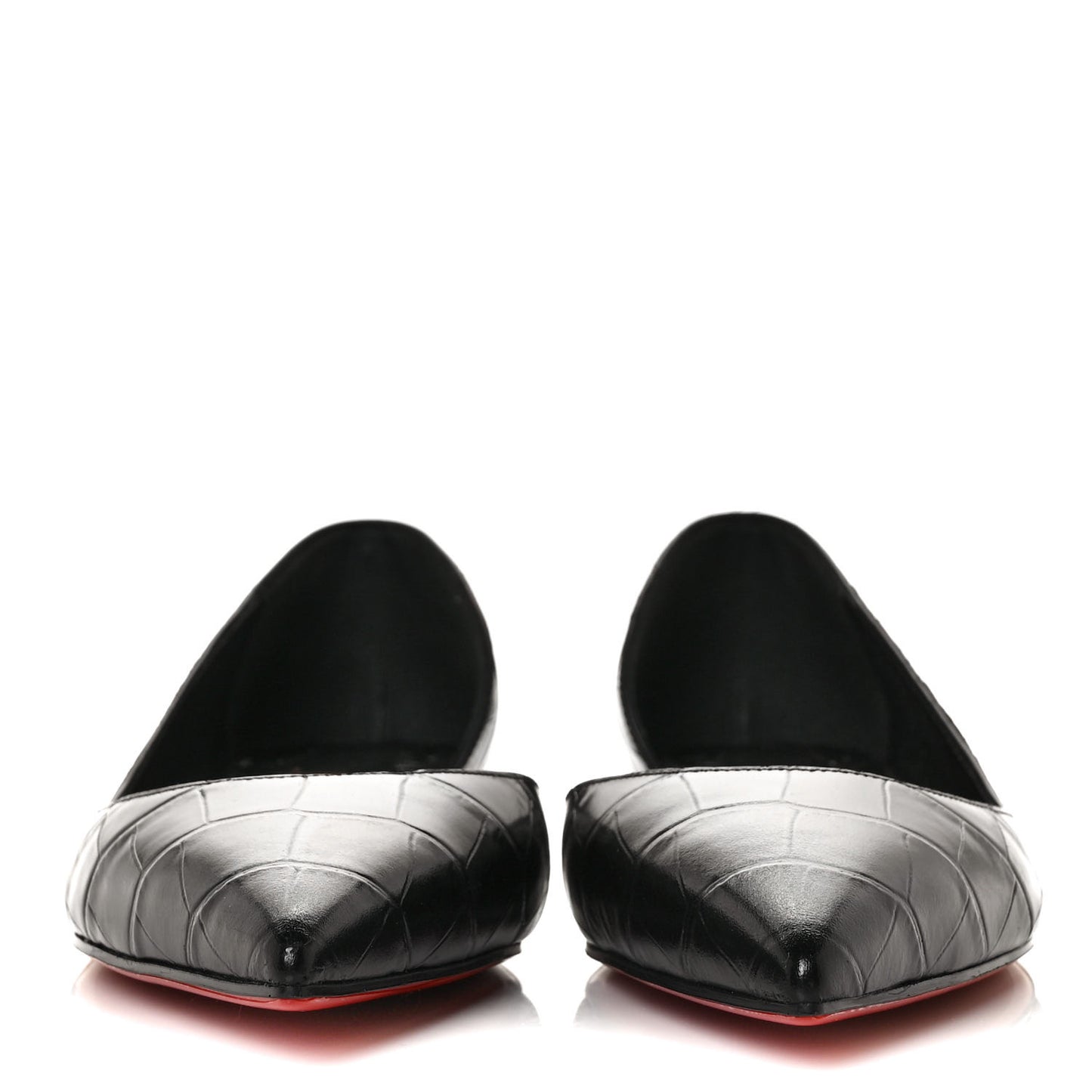 Crocodile Embossed Calfskin Iriza Flats 40.5 Black