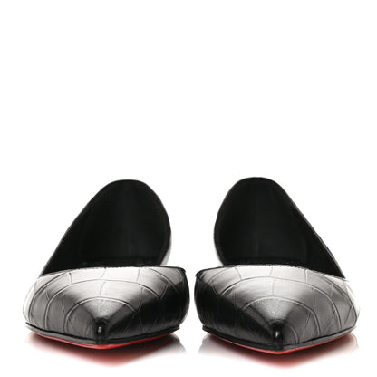 Christian Louboutin Crocodile Embossed Calfskin Iriza Flats 40.5 Black 2 of 8