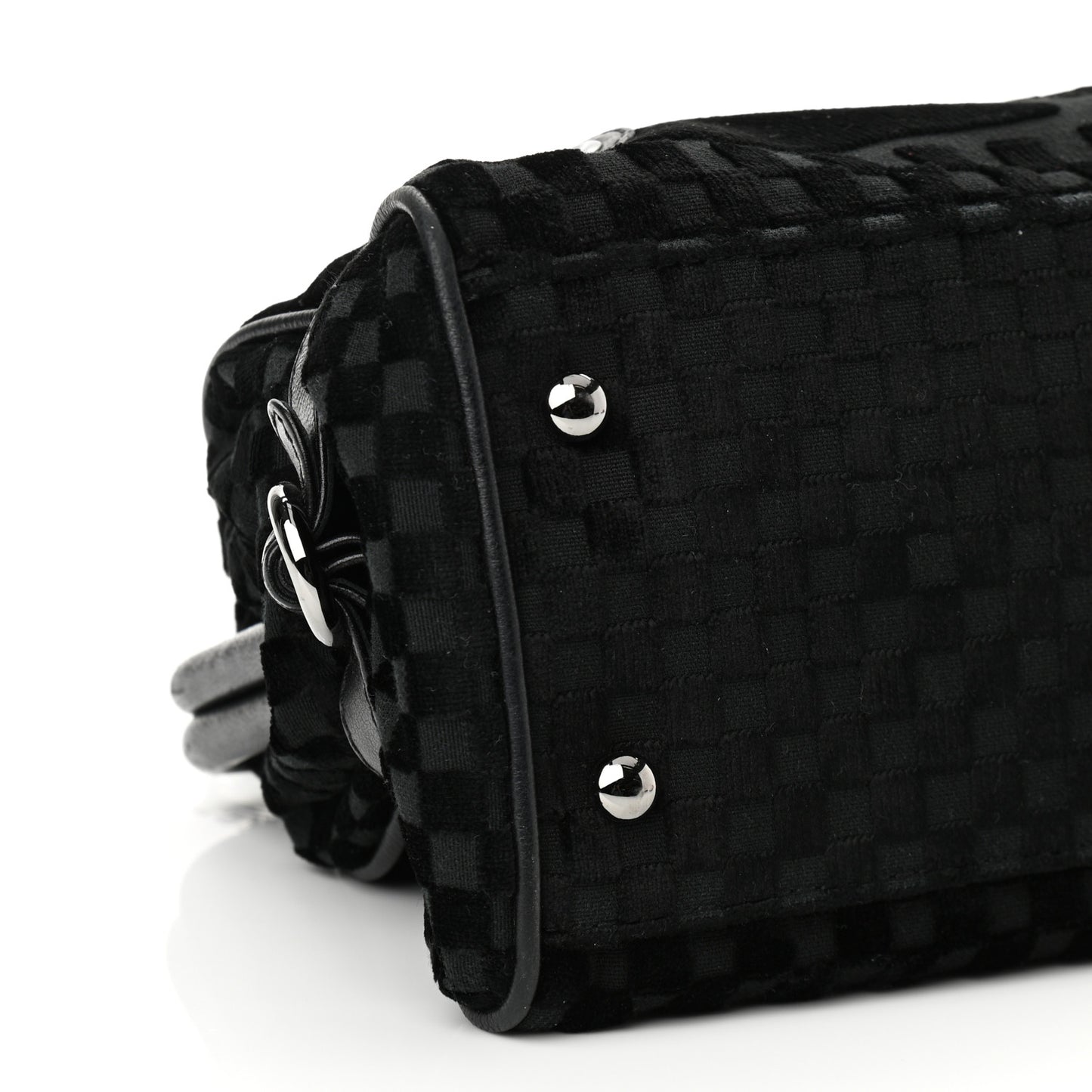 Velvet Checkered Kisslock Frame Bag Black