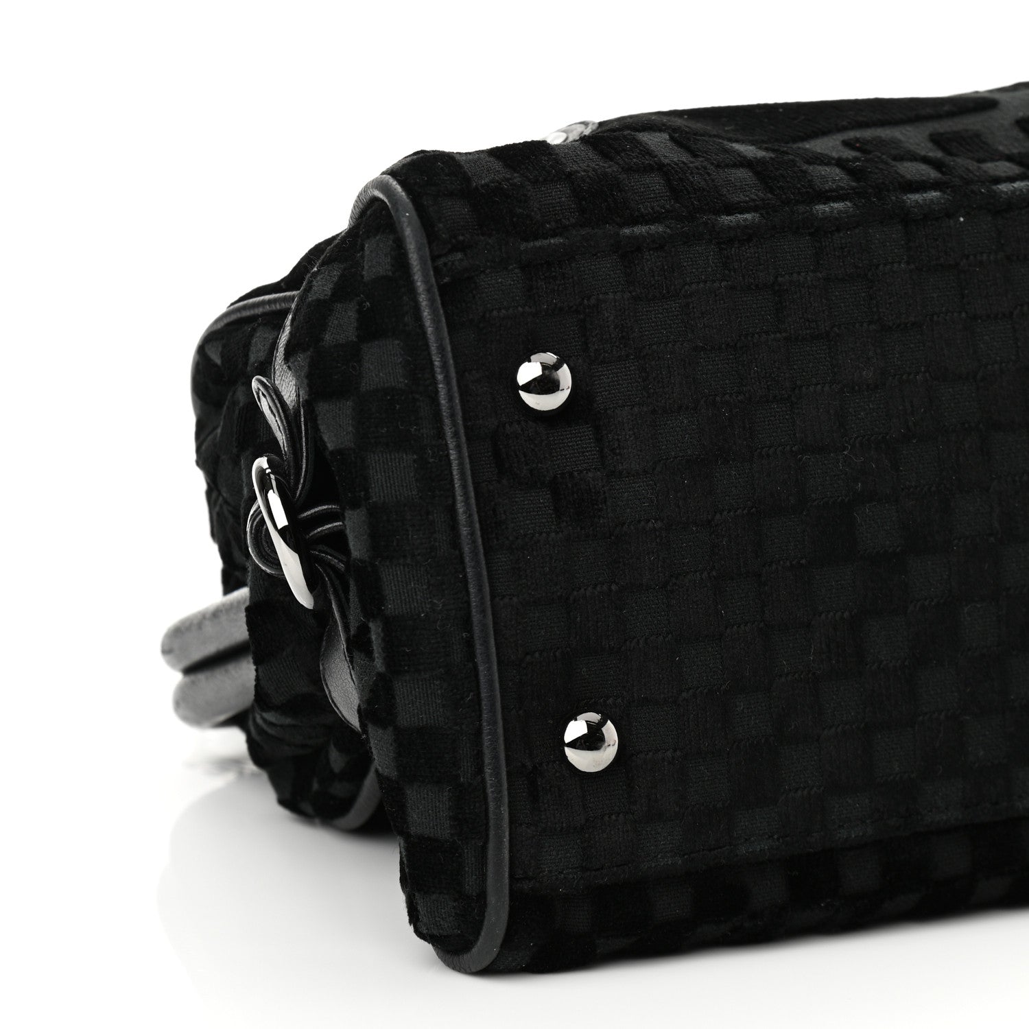 Chanel Velvet Checkered Kisslock Frame Bag Black 9 of 10