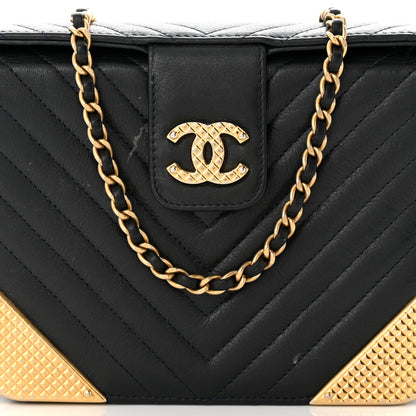 Chanel Calfskin Chevron Quilted Rock The Corner Minaudiere Bag Black 8 of 12