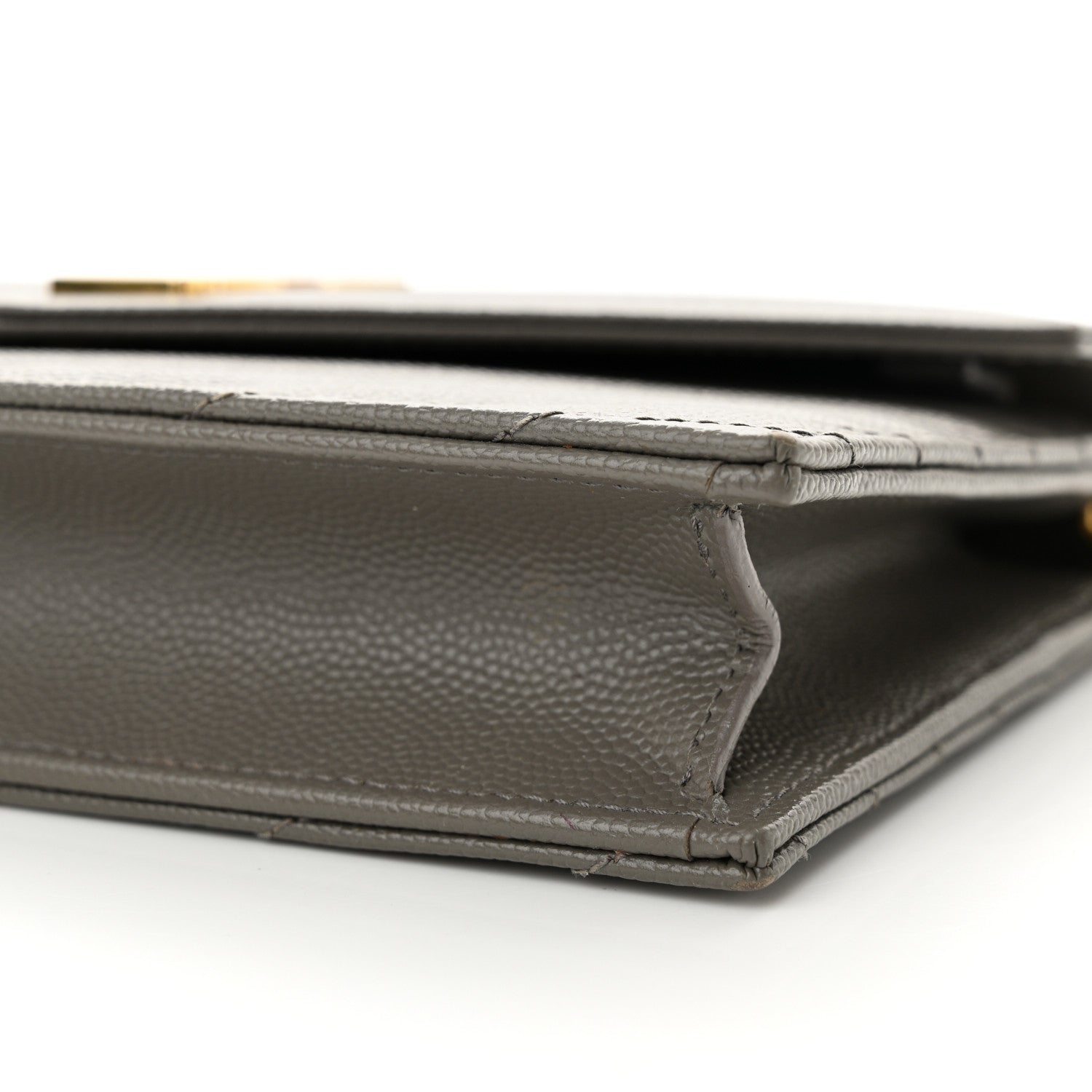 Saint Laurent Grain De Poudre Matelasse Chevron Monogram Envelope Chain Wallet Fog 10 of 11