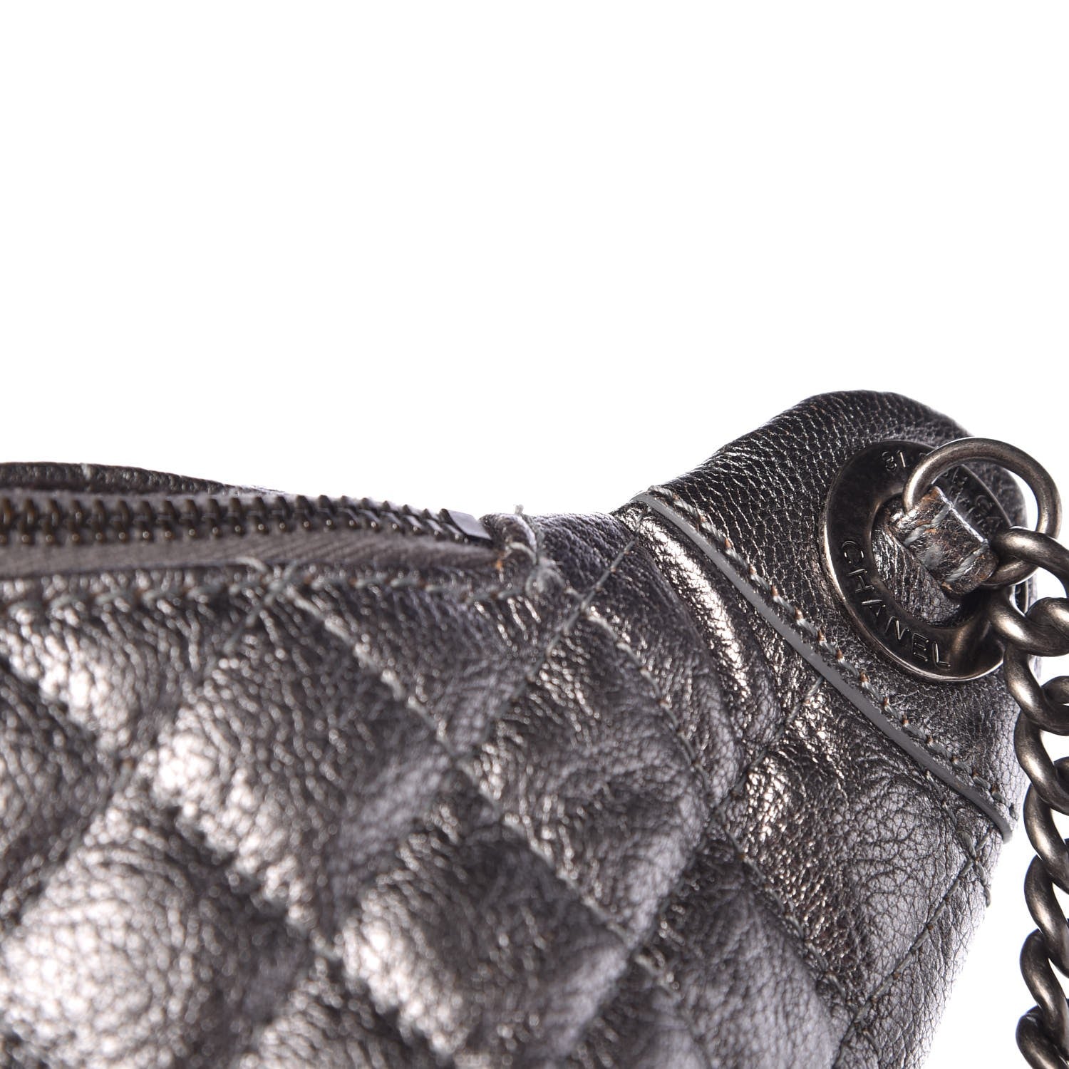 Chanel Metallic Goatskin Quilted Banane Waist Bag Fanny Pack Silver 8 of 8