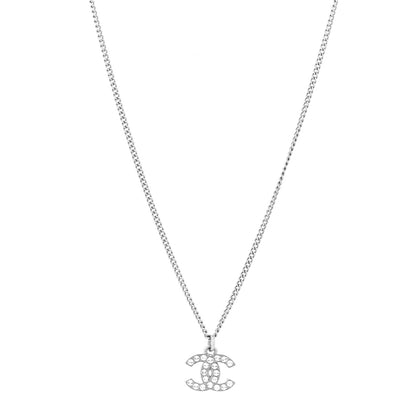 Chanel Crystal Timeless CC Necklace Silver 2 of 5