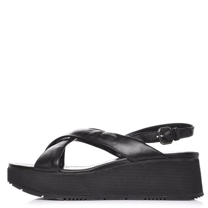 Prada Lambskin Sport Platform Sandals 38 Black 1 of 12
